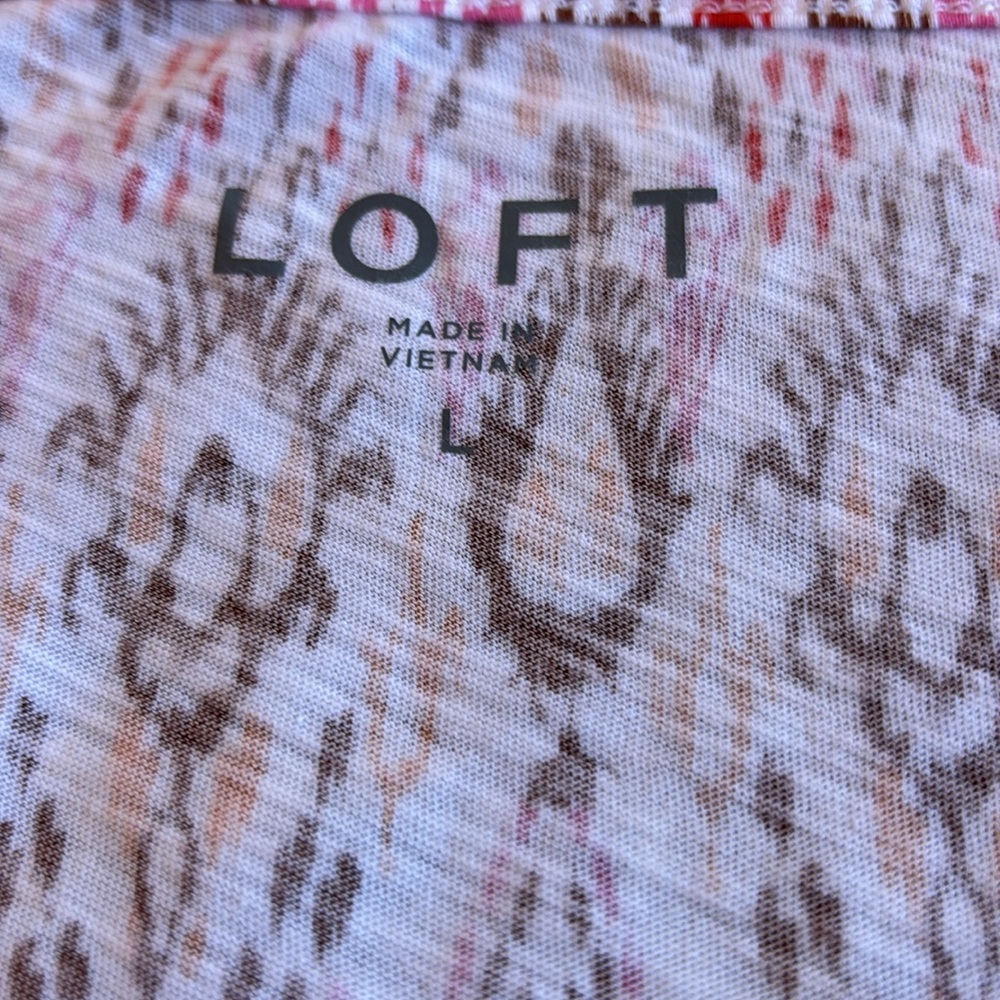 Loft Multi-Color Cotton Flutter Sleeve Top L NWT - Picture 4 of 5